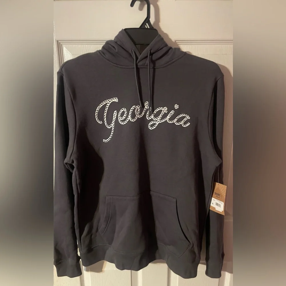 NWT Home Free‎ Georgia Script Hoodie Charcoal Gray Men’s Medium Relaxed Fit